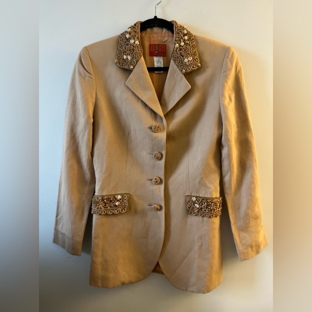 Vintage KENZO Jungle Linen Embellished Blazer